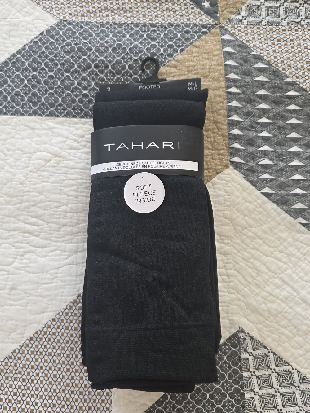 Tahari Womens Black Fleece-Lined Footed Tights